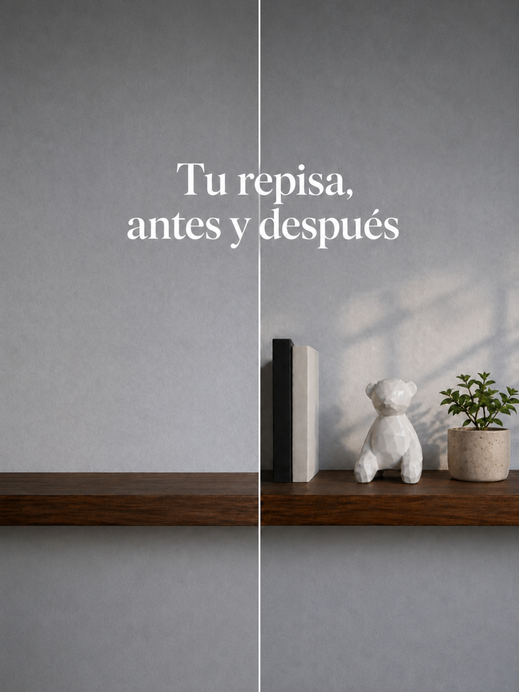 Tu repisa antes y después con el oso geométrico MondeHaus
