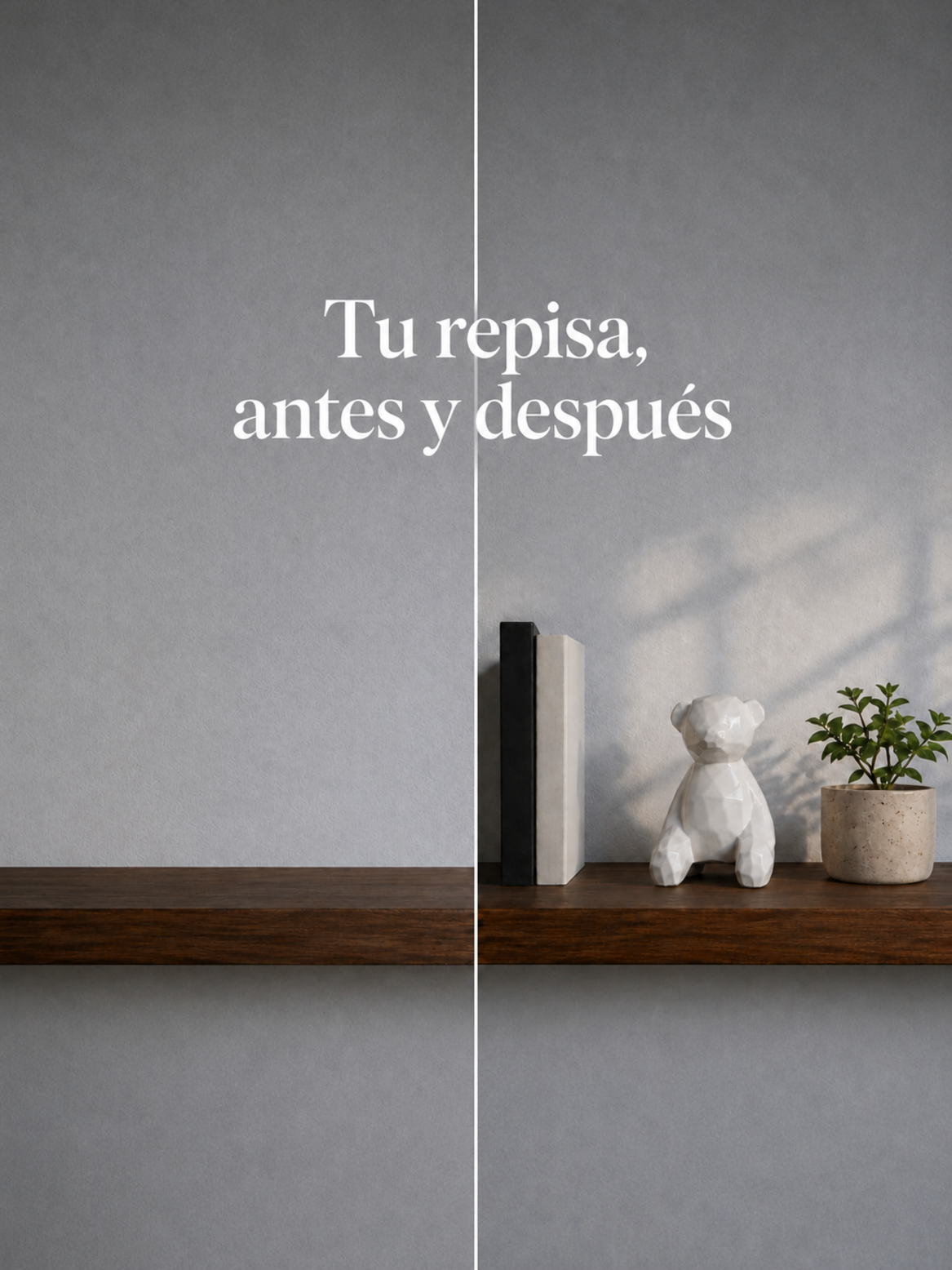 Tu repisa antes y después con el oso geométrico MondeHaus