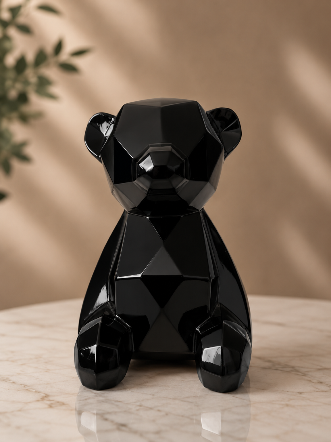 Oso geométrico decorativo de fibra de vidrio negro MondeHaus