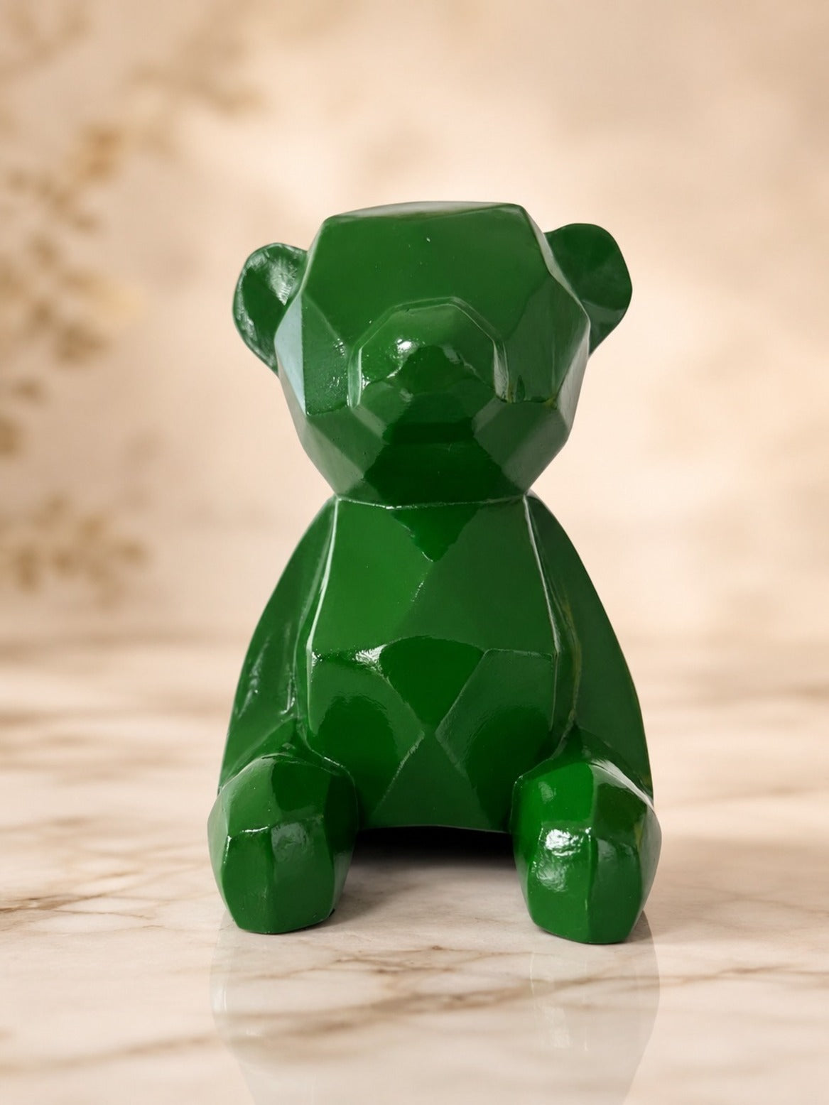 Oso geométrico decorativo de fibra de vidrio verde MondeHaus